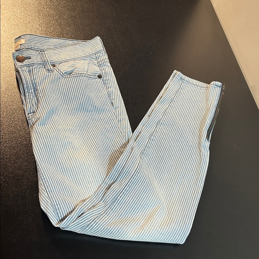 J. Crew Blue‎ and White Striped Straight Leg Jeans